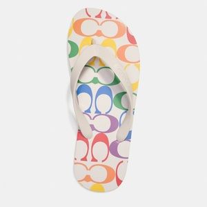 NWT COACH “ZAK” Flip Flop in Rainbow Signature